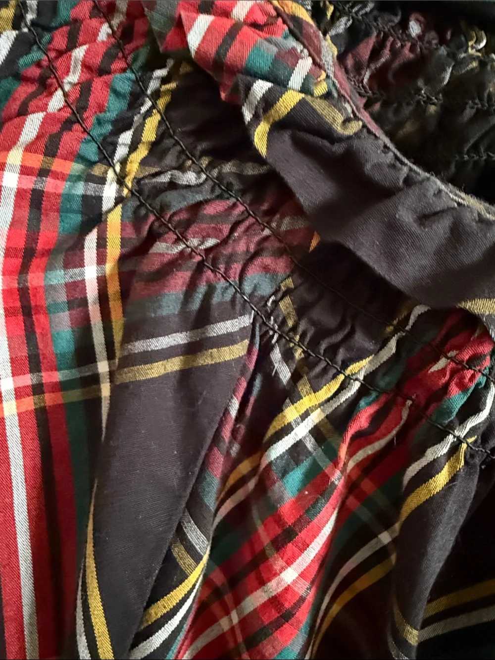 J.Crew Plaid Ruffle Neck Blouse Women’s XL Tartan Cotton Popover Top XL